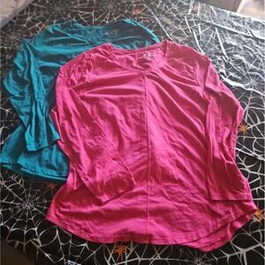 JMS just my size 2x pink and turquoise set of tunics